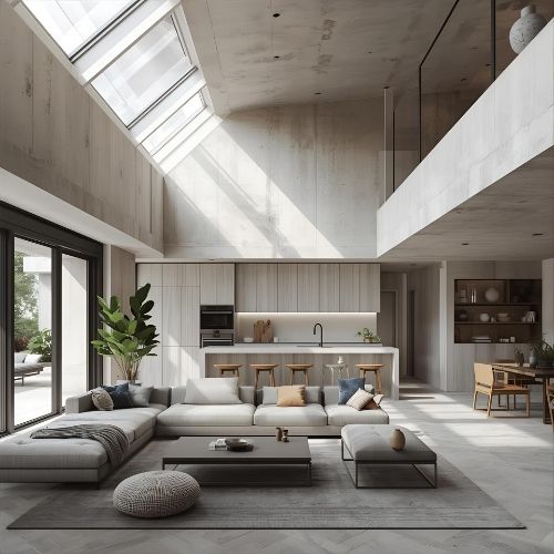 acik-planli-salon-ve-mutfak Minimalist Ev Tasarımının Temel İlkeleri