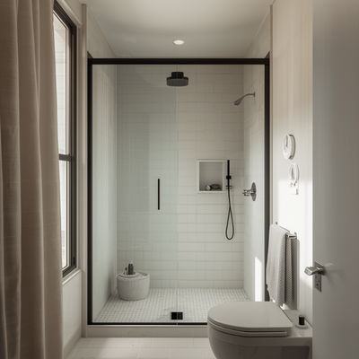 Cam-dusakabinli-kucuk-banyo Küçük Banyolar İçin 10 Akıllı Dekorasyon Fikri (Alanı 2 Kat Büyük Gösterin)