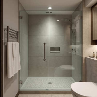 Cam-dusakabinli-kucuk-banyo1 Küçük Banyolar İçin 10 Akıllı Dekorasyon Fikri (Alanı 2 Kat Büyük Gösterin)