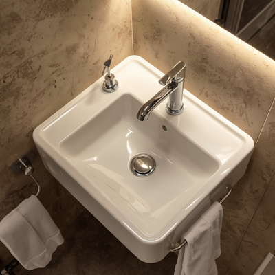 Kompakt-lavabo-ornegi Küçük Banyolar İçin 10 Akıllı Dekorasyon Fikri (Alanı 2 Kat Büyük Gösterin)