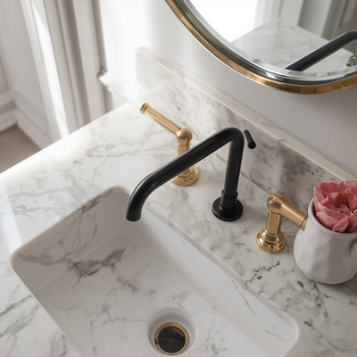 mat-siyah-banyo-bataryasi-altin-detay-modern-banyo1 2026 Banyo Dekorasyon Trendleri: Modern, Minimal ve Fonksiyonel Tasarımlar